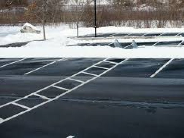 Cleared of snow and surfaces treated with ice melt products